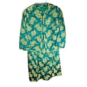 Ying Tai Ltd Green/Gold Chinese Floral Dress w/Jacket - Small